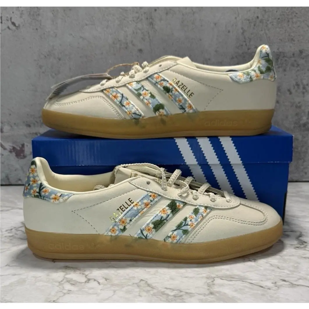 Adidas Gazelle JR3601 Liberty London Women`s Cream White Sneaker Shoes Sz 7w