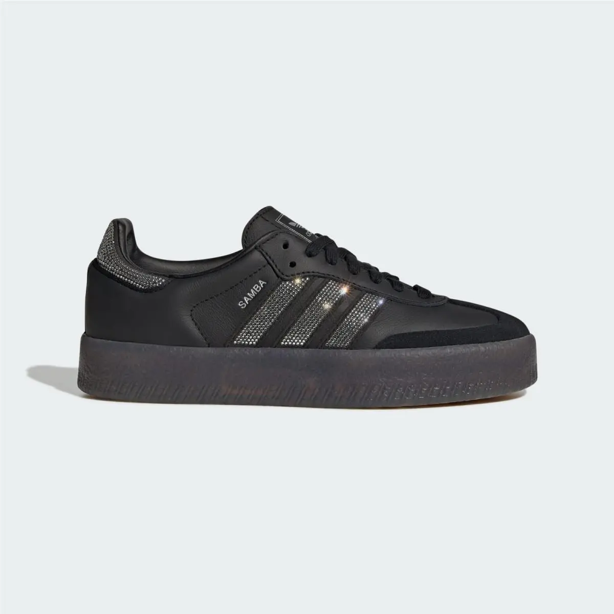 Adidas Originals Sambae Platform Sneaker Womens Black Silver Crystal 6-10