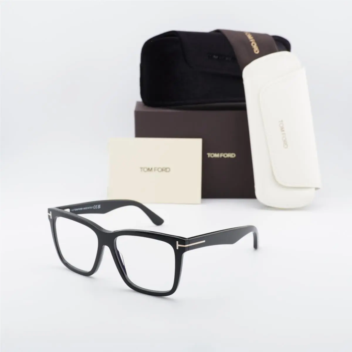 Tom Ford FT6069-B 001 Shiny Black/clear with Magnetic Clip-on Brown 54mm