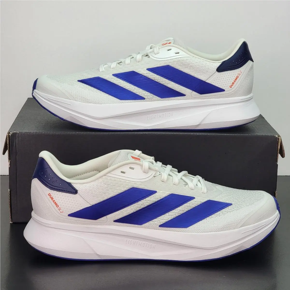 Duramo SL Men`s Size 11.5 Running Shoes White Blue Athletic Sneakers by Adidas