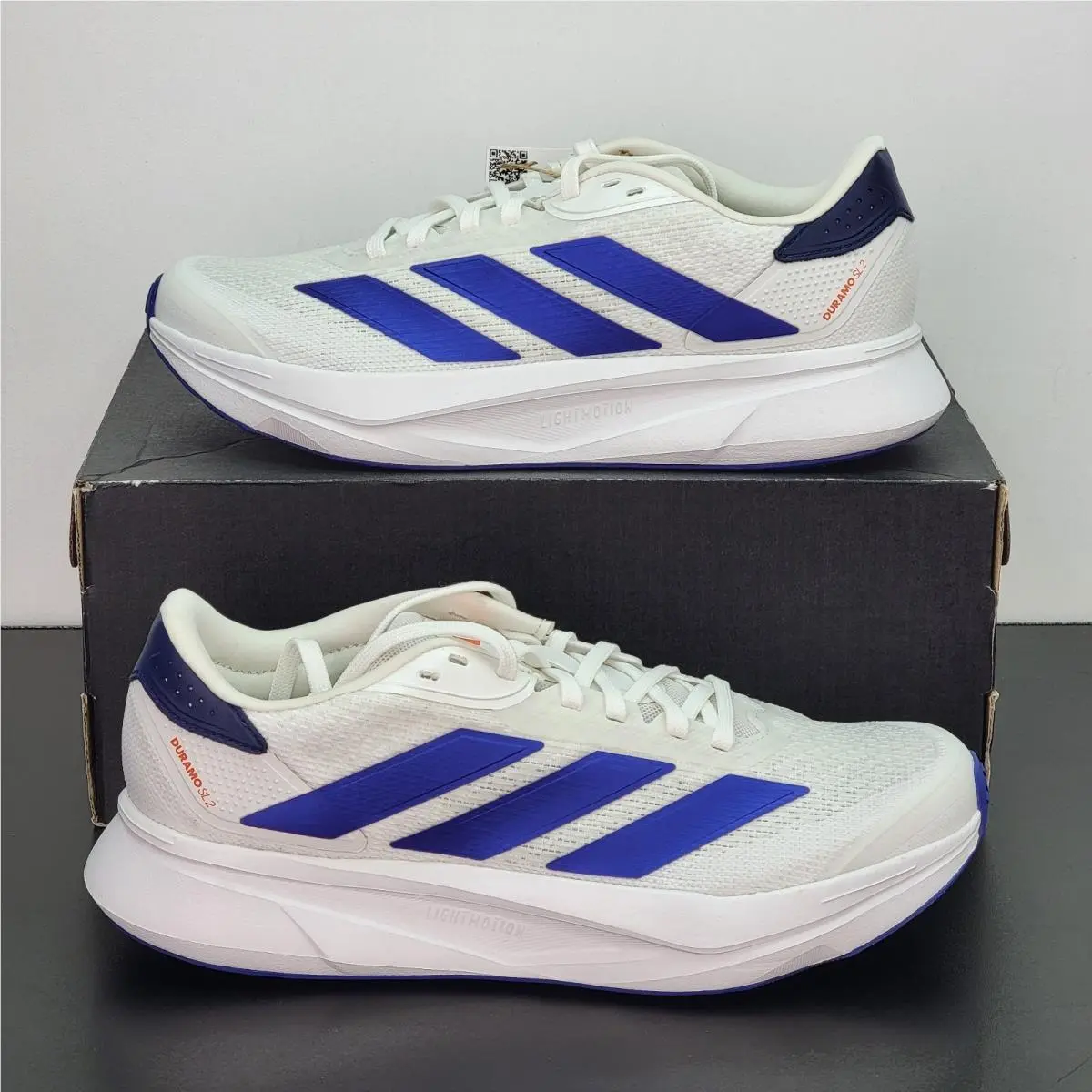 Duramo SL Men`s Size 11.5 Running Shoes White Blue Athletic Sneakers by Adidas