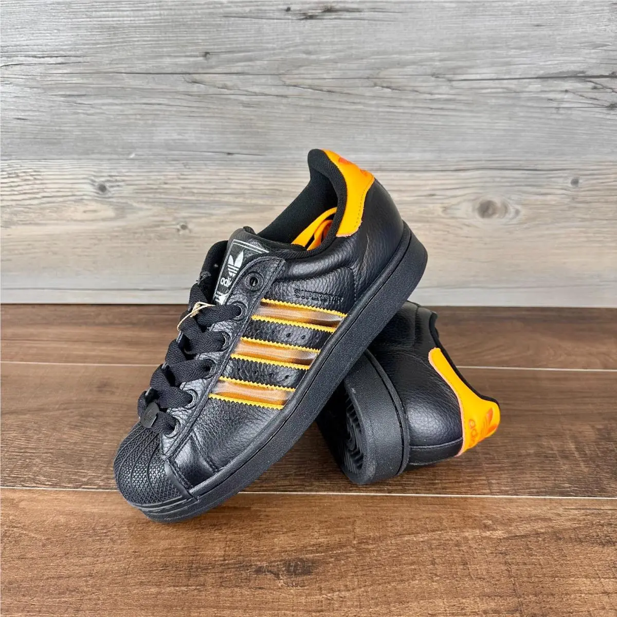 Adidas Superstar II Womens Size 7.5 Core Black Crew Orange JQ6469