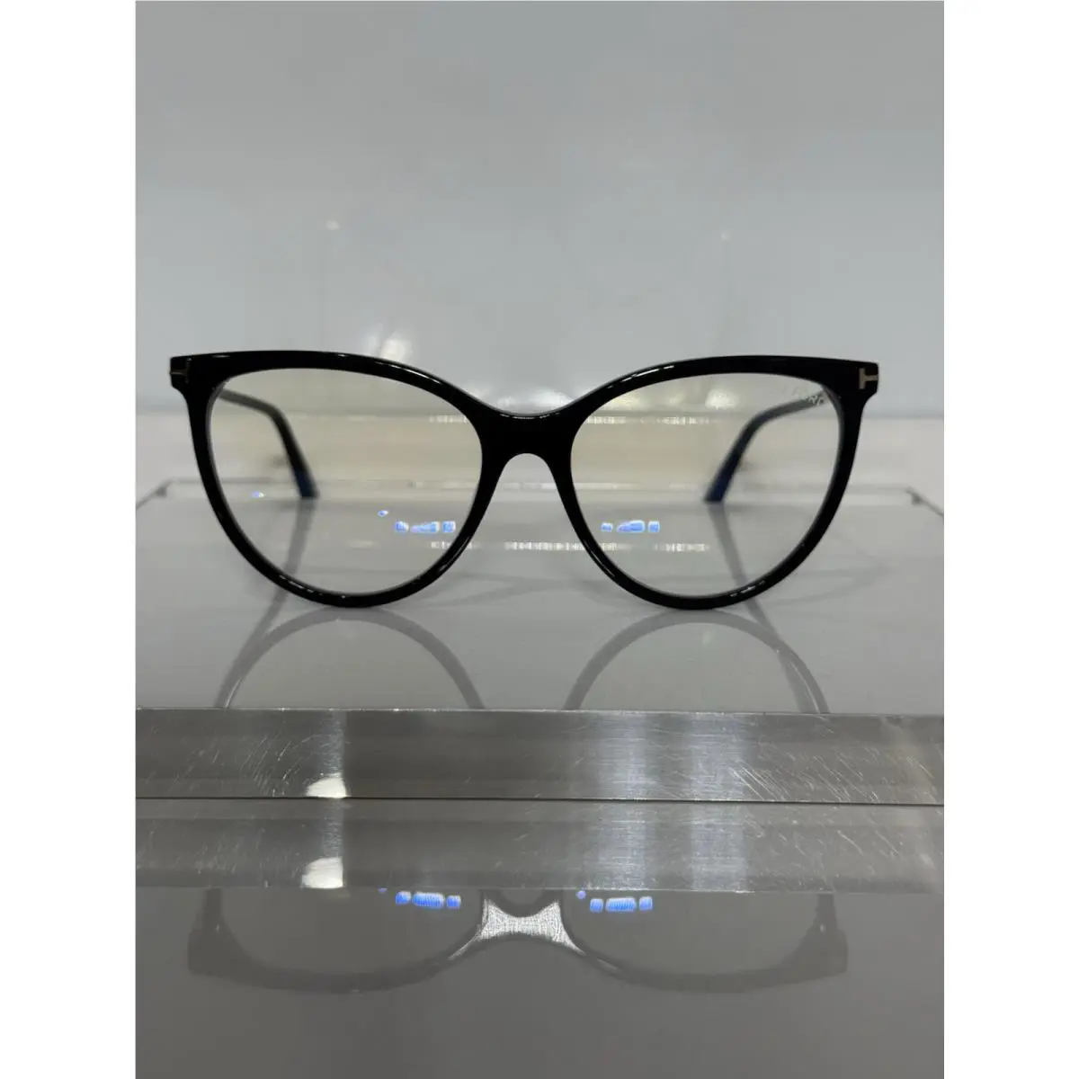 Tom Ford 5994B 001 Black Cateye Acetate w. Black Gray Clip-on Eyeglasses