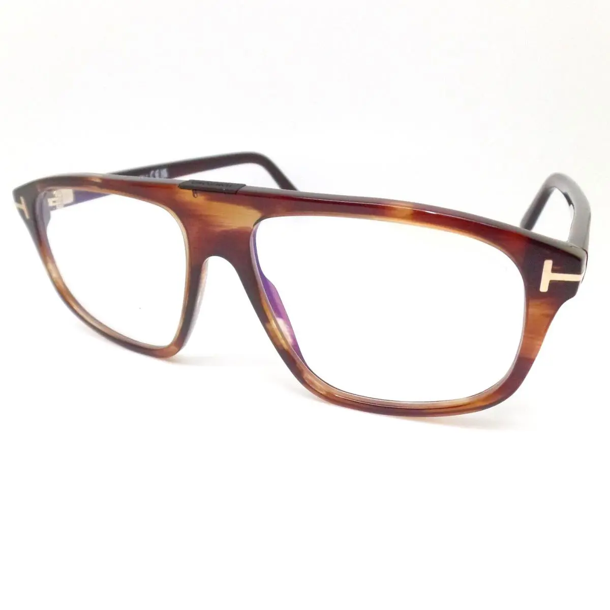 Tom Ford TF 5901 B 050 55 Stripped Havana Blue Block Frames