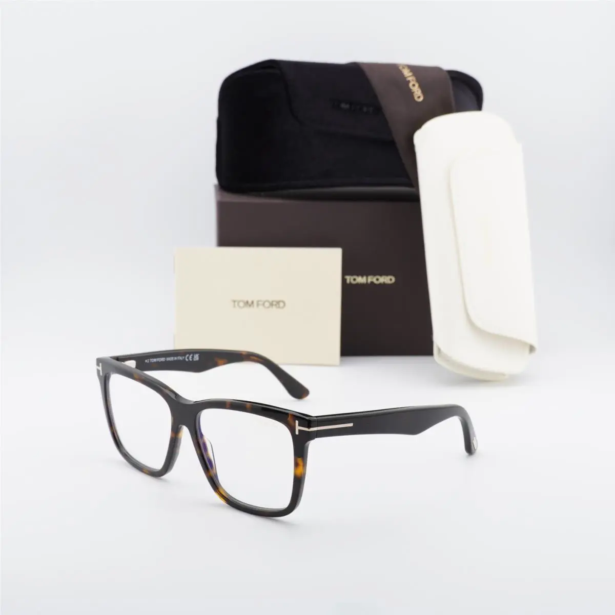 Tom Ford FT6069-B 052 Dark Havana/clear with Magnetic Clip-on Brown 54mm