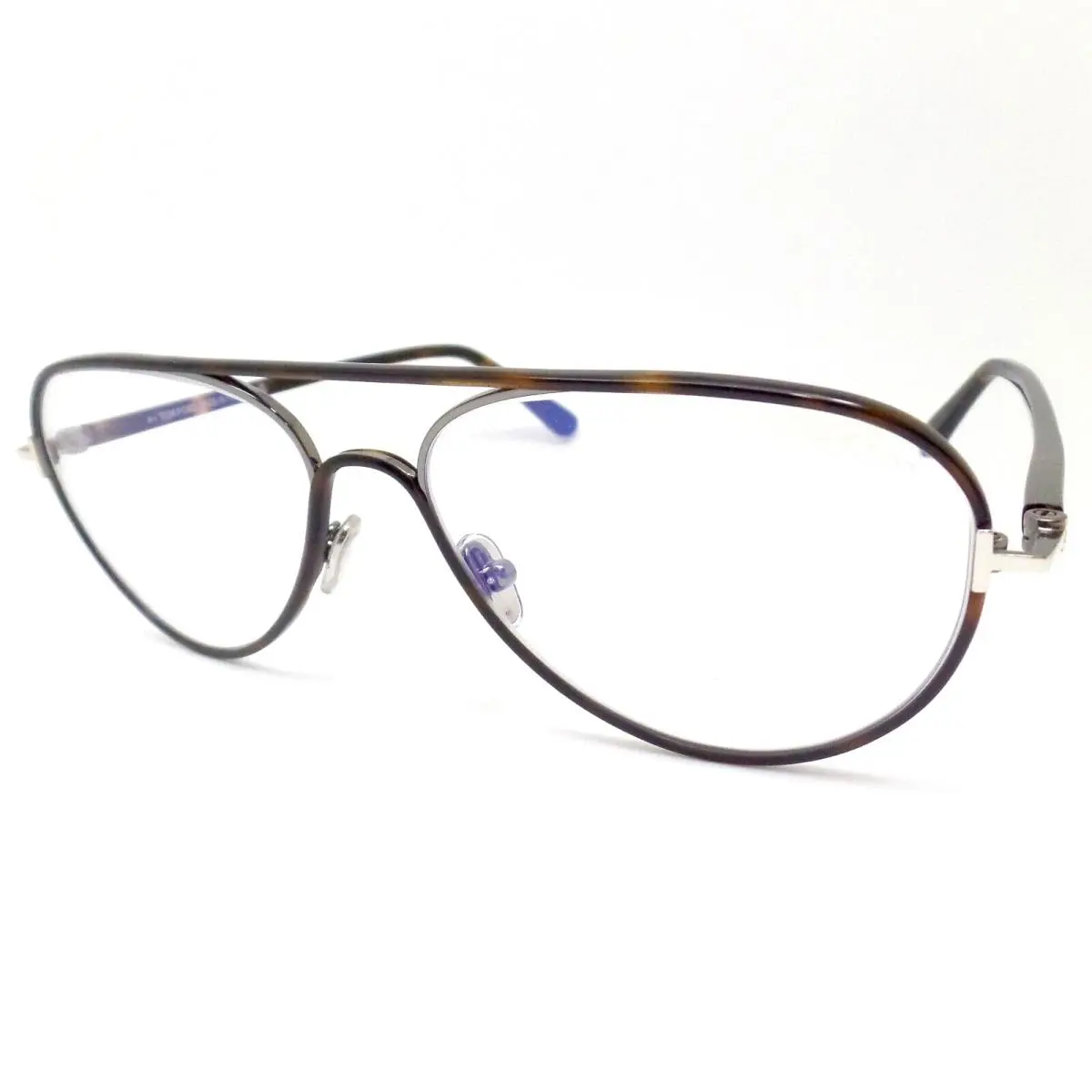 Tom Ford TF 5897-b Dark Havana Ruthenium 57mm Blue Block Frames