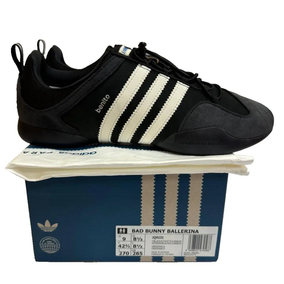 Bad Bunny ×  Originals Ballerina Sneakers Benito Black Retro Shoes Men 9US by Adidas