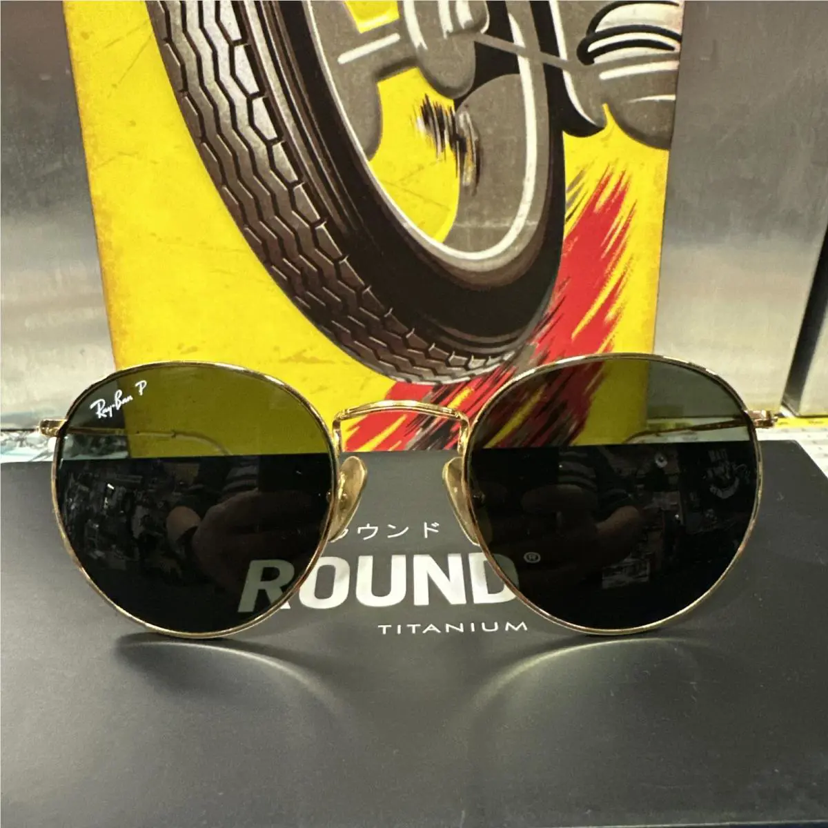 Ray-ban Sunglasses RB8247 Round Gold Titanium Green Polarized Mc330
