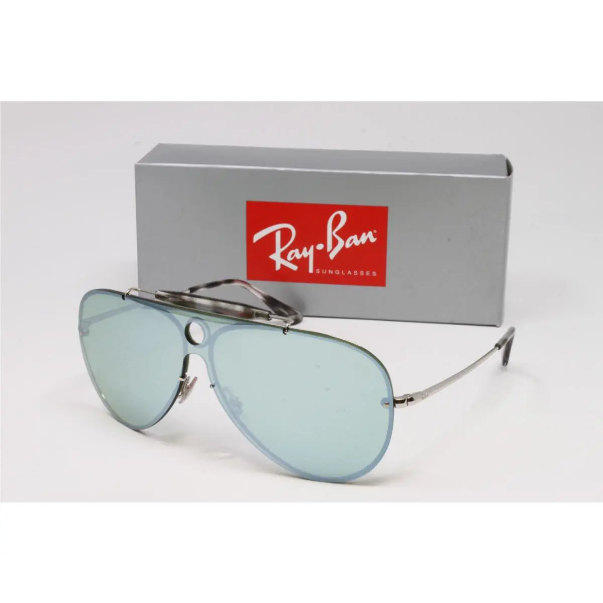 Ray Ban Blaze Unisex Sunglasses Silver 32mm Shooter RB3581N 00330 Aviator
