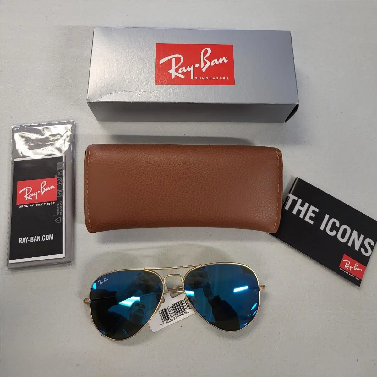 Ray Ban Sunglasses Aviator Gold Arista Mirrored Blue RB3025 112/17 55mm