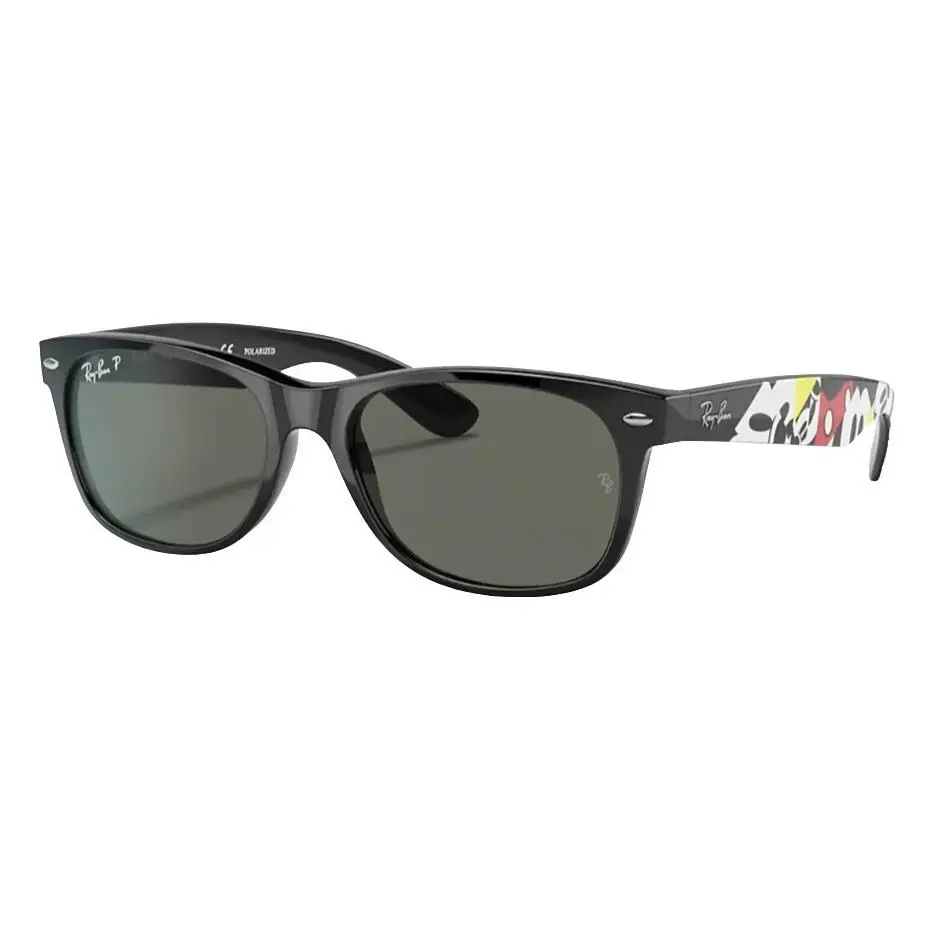 Ray Ban Sunglass Disney Mickey Wayfarer RB2132 6446 J19 55mm Black Polarized - Frame: Black, Lens: Gray