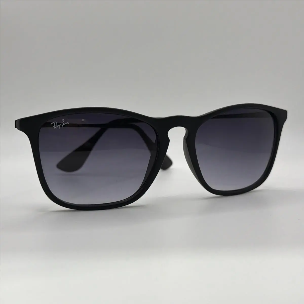 Ray Ban Chris Sunglasses RB 4187 Rubber Black Light Gray Darkened Gray