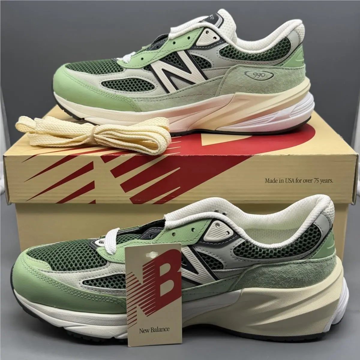 New Balance 990v6 Men’s 8 Casual Sneakers Natural Mint Made in Usa Shoes