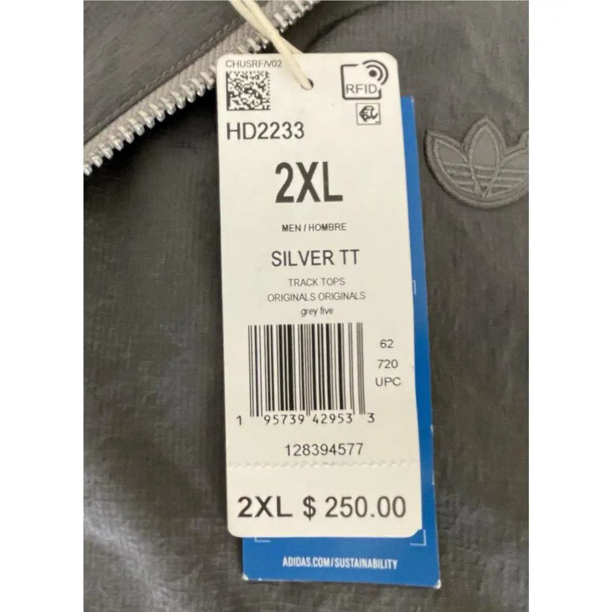 Adidas clothing - Adidas Blue Version Track Jacket Silver TT Half Zip Grey 5 - HD2233 - Gray (UPC: 0195739429496) 19