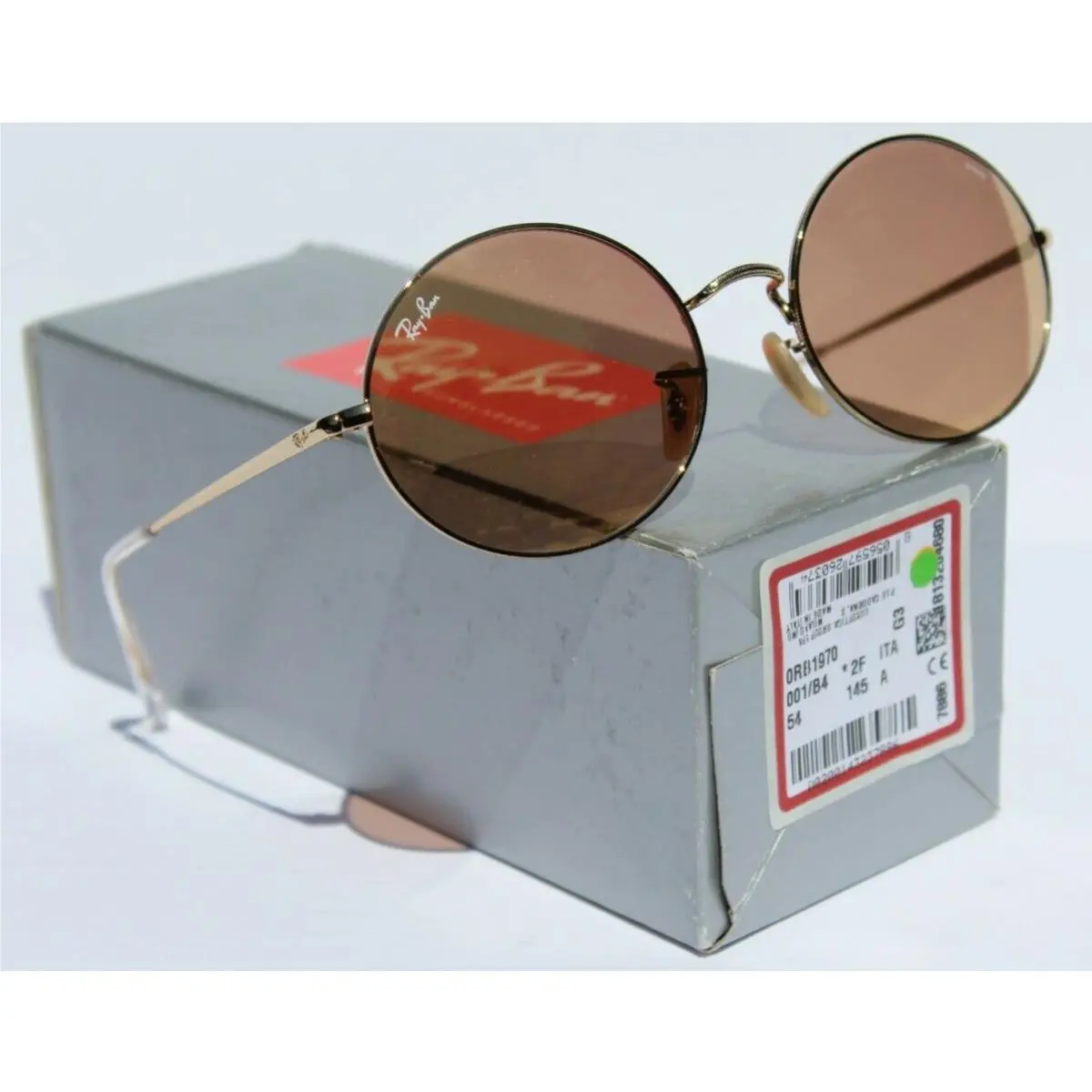Ray-ban RB1970 Sunglasses Shiny Gold/orange Mirror Gold 001/B4 54mm Italy