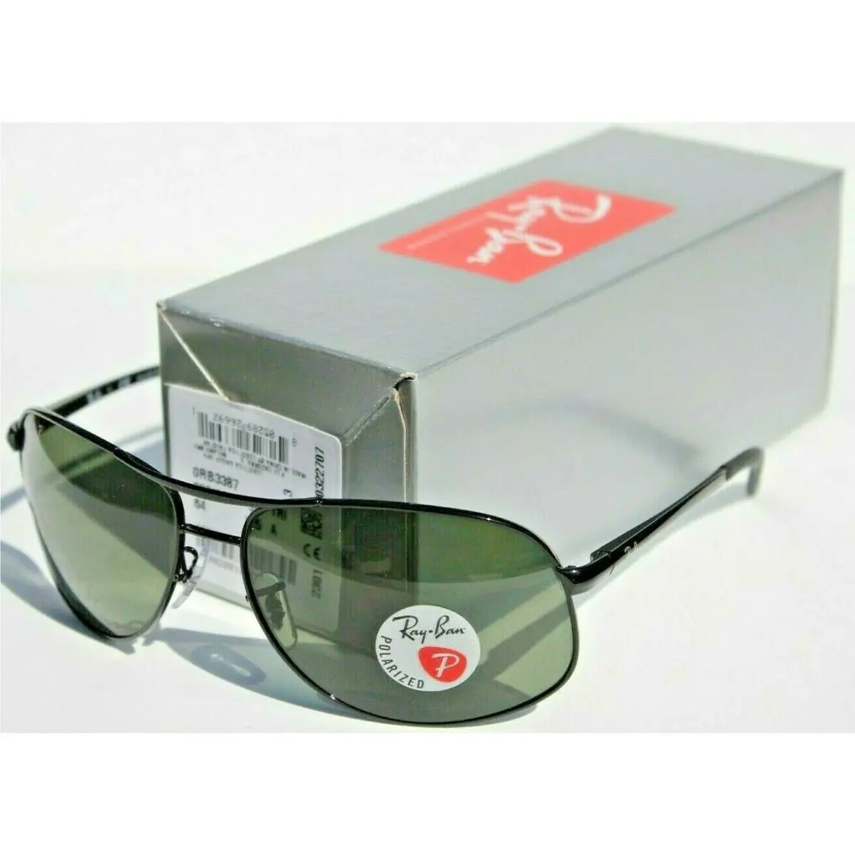 Ray-ban RB3387 Polarized Sunglasses 002/9A N64 Gunmetal/green Gray Aviator