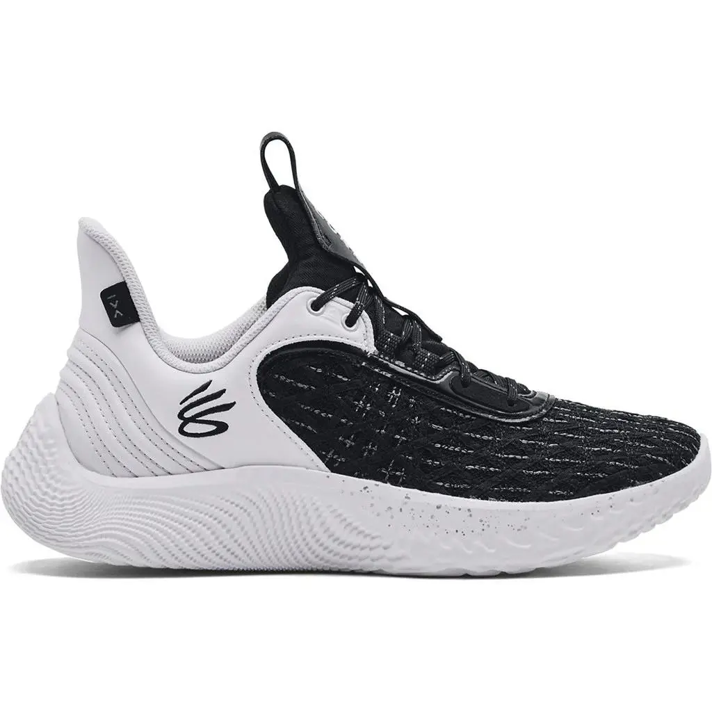 Under Armour Unisex Curry Flow 9 Team Basketball Shoes - UA Warp Upper - White-Black