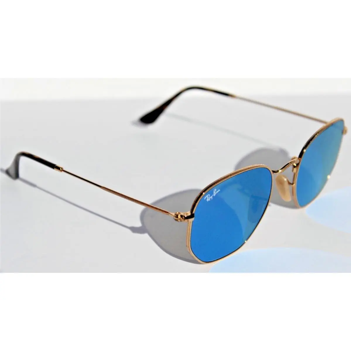 Ray-ban RB3548N 54mm Sunglasses Hexagonal Arista Gold/blue Flash 001/9O 54