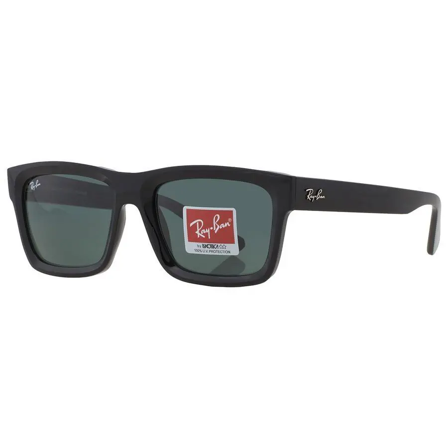 Ray-ban Warren Bio Based Dark Green Unisex Sunglasses RB4396-66777157 - Frame: Black, Lens: Green