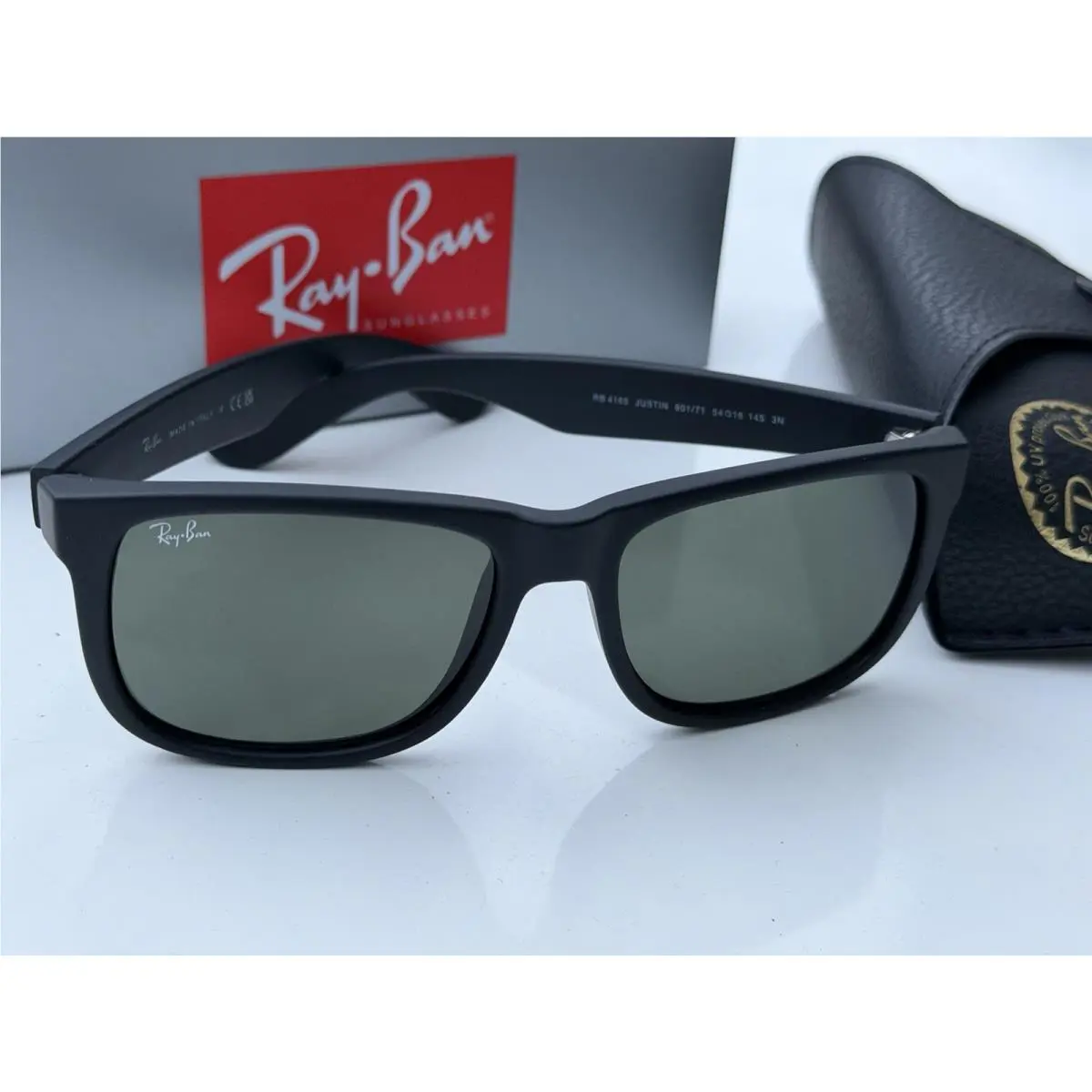 Ray-ban RB4165 601/71 Justin Polished Black G-15 Green Sunglasses 54mm