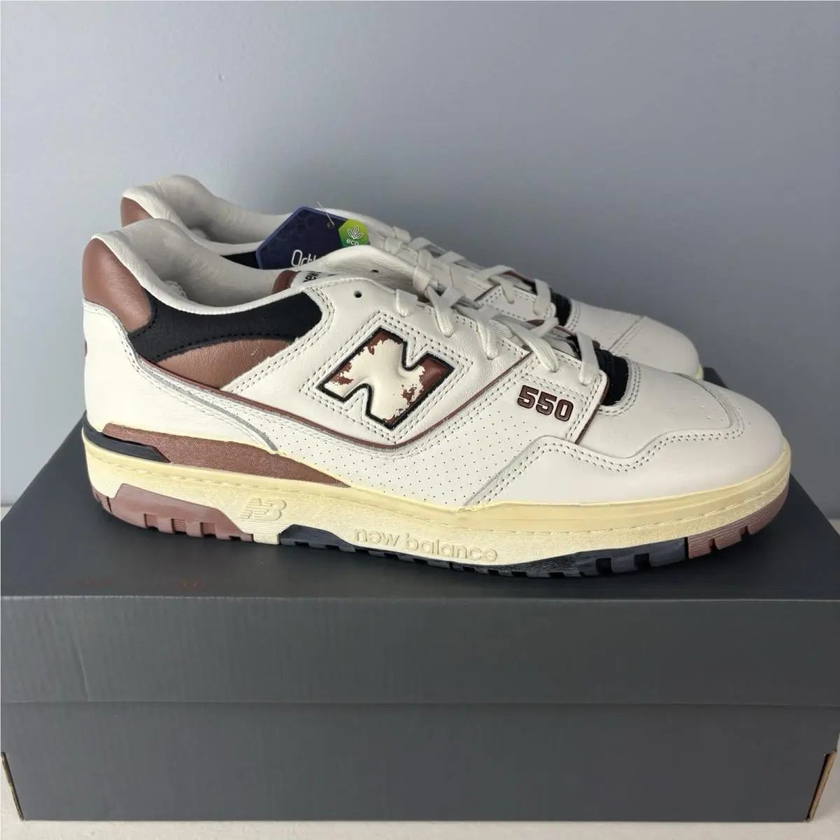 New Balance 550 Vintage Pack Pecan Leather Sneakers White Brown Mens Sz 13