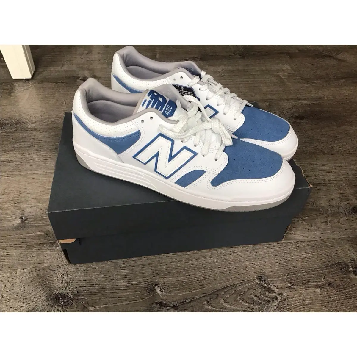 New Balance 480 White Royal Blue Sneakers Retro BB480LRB Mens Size 12 D New