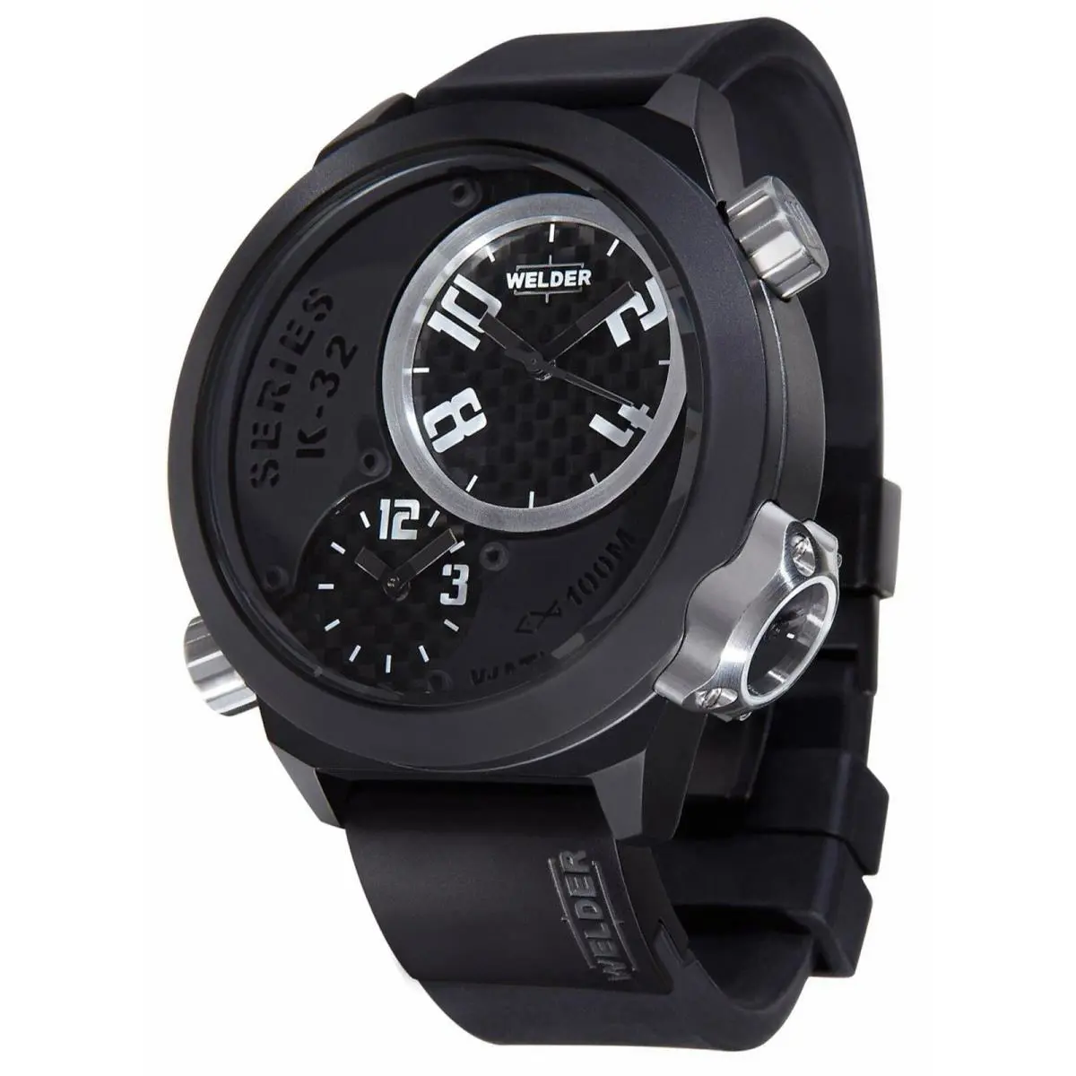 by U-boat K32-9202 Men`s Oversize Analog Black Steel Watch Rubber Strap by Welder