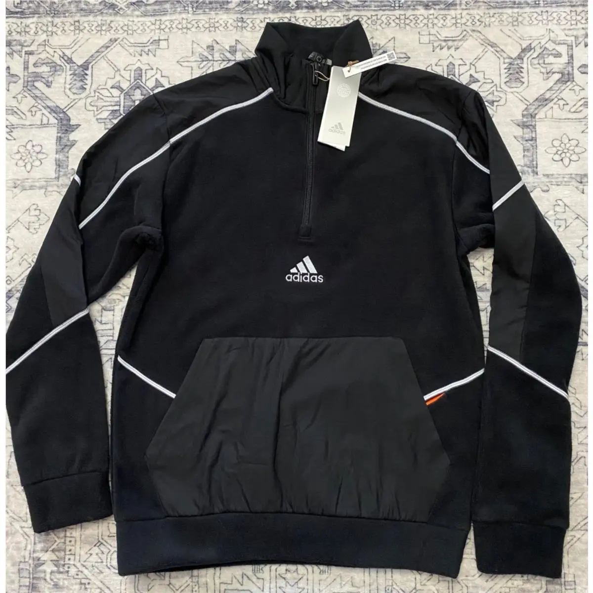 Adidas Mens Black Multi-sport 1/4 Zip Polar Fleece Sweatshirt Small HL6914
