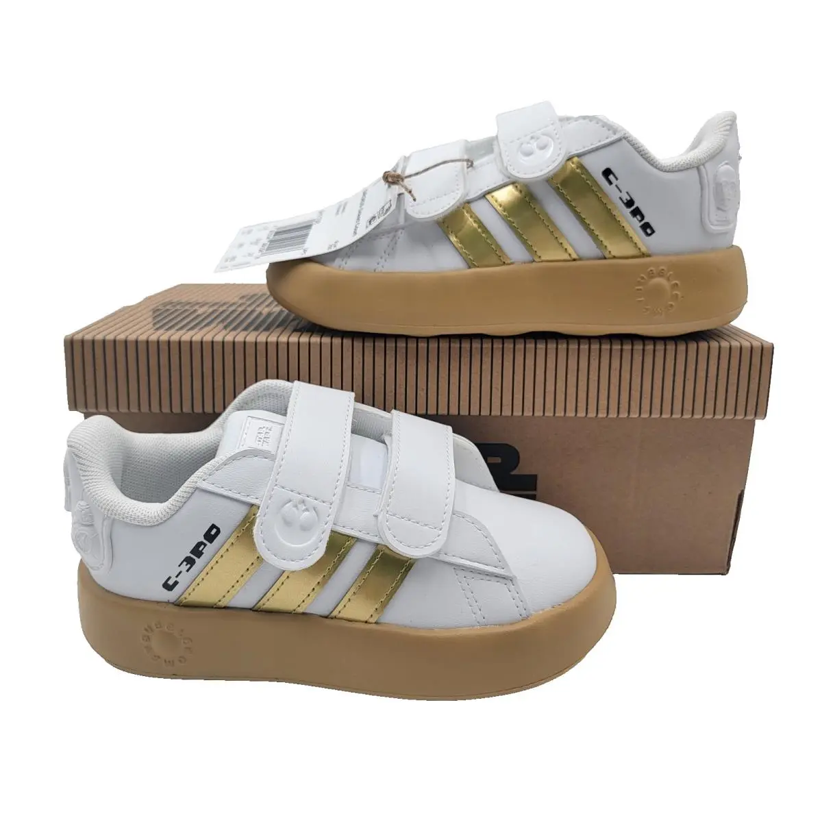 Adidas Star Wars Grand Court 2.0 I C-3PO Toddler Shoes IH1138 10K US White/gold
