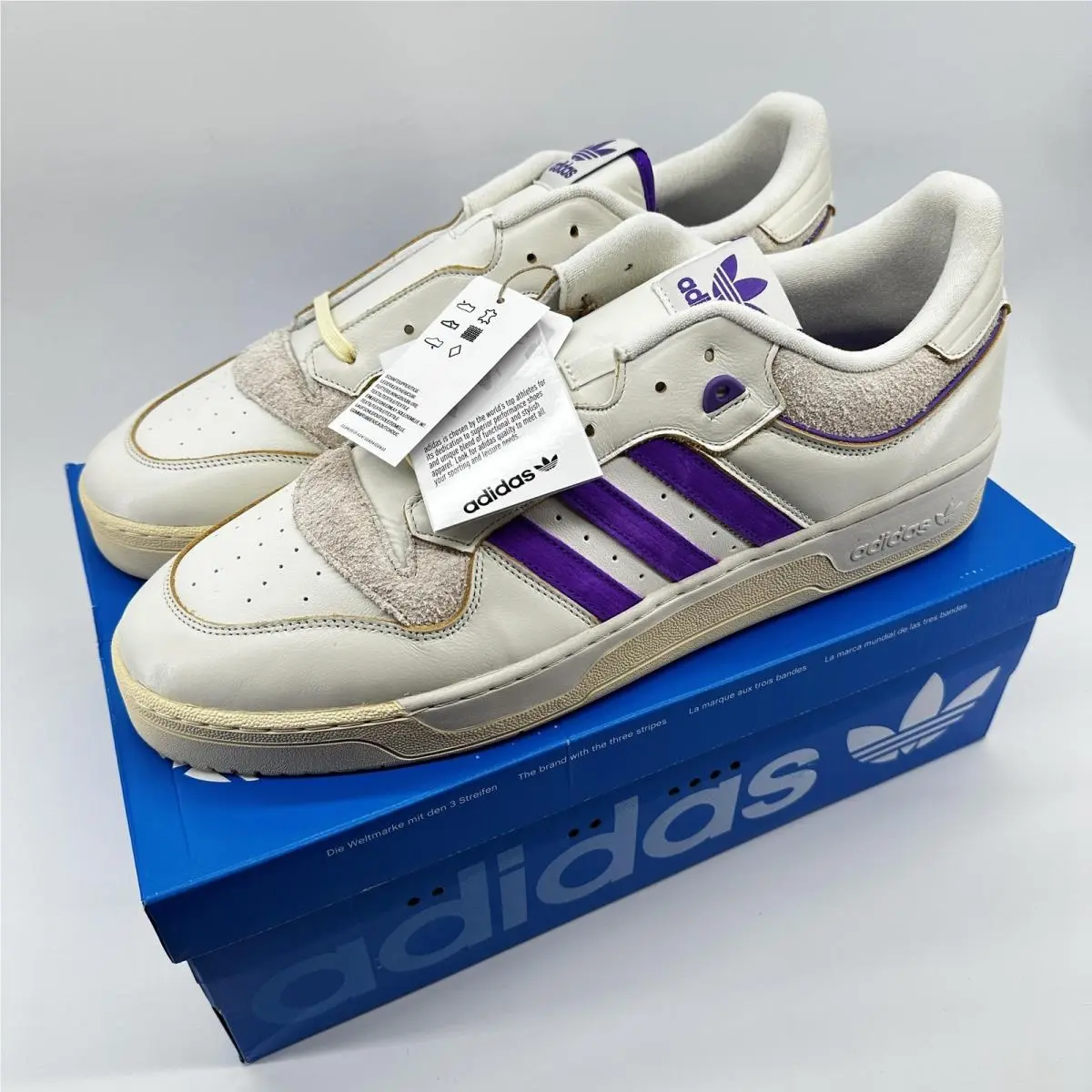 Adidas Rivalry 86 Low Shoes Mens Size 19 White Purple Leather Originals IF7136