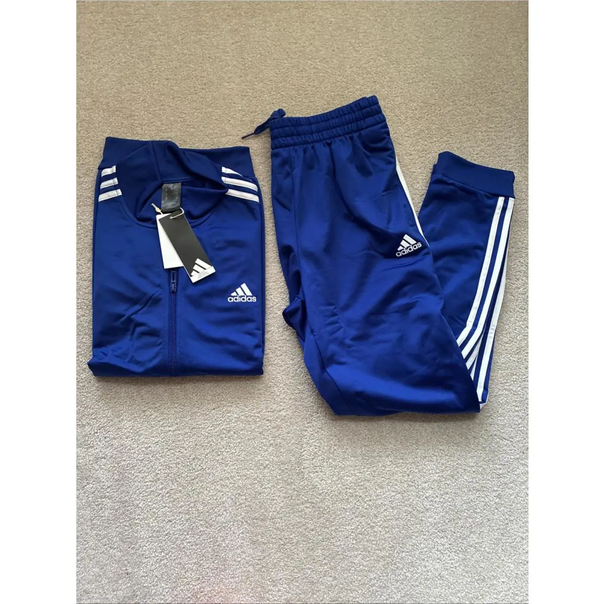 Adidas Men`s Blue Tracksuit Jacket Pant Large Full Suit