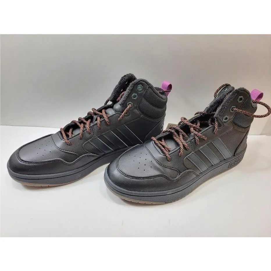 Adidas Hoops 3.0 Mid Wtr Shoes Mens Size 10 Black Winter Basketball Sneakers