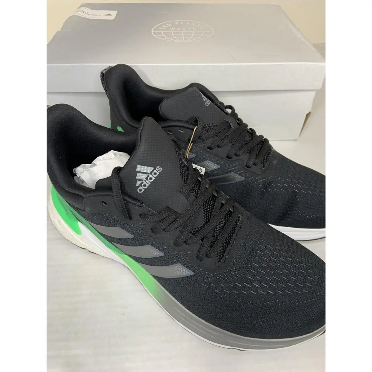 Adidas Mens Response Super 2.0 Black Green Recycle Running Comfort Work Sz 10