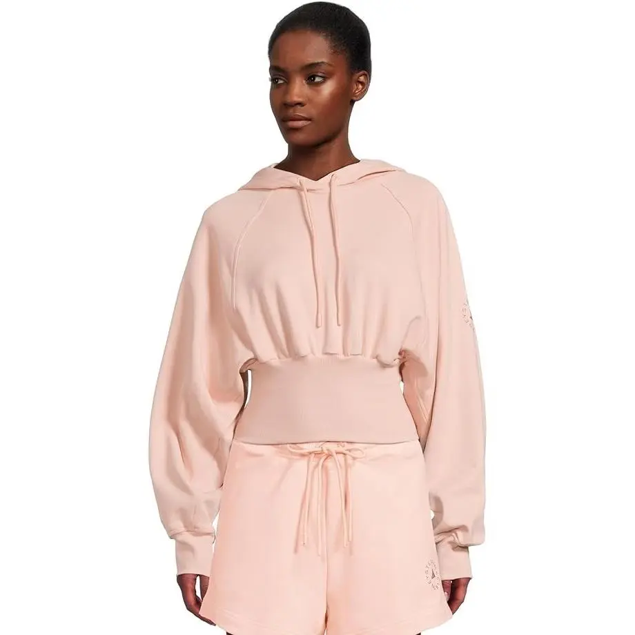 Adidas by Stella Mccartney Cropped Hoddle Sweatshirt Jacket Pink Cotton Size S