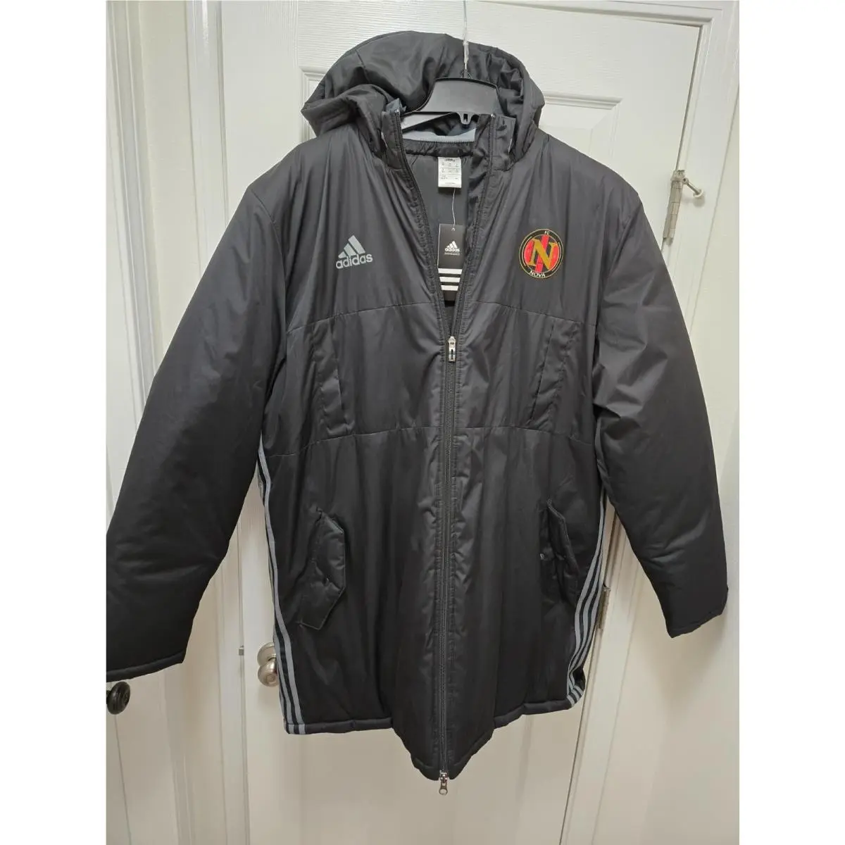 Men`s Adidas Black Tiro Stadium Parka Coat Soccer Football FC Nova Size Xxl