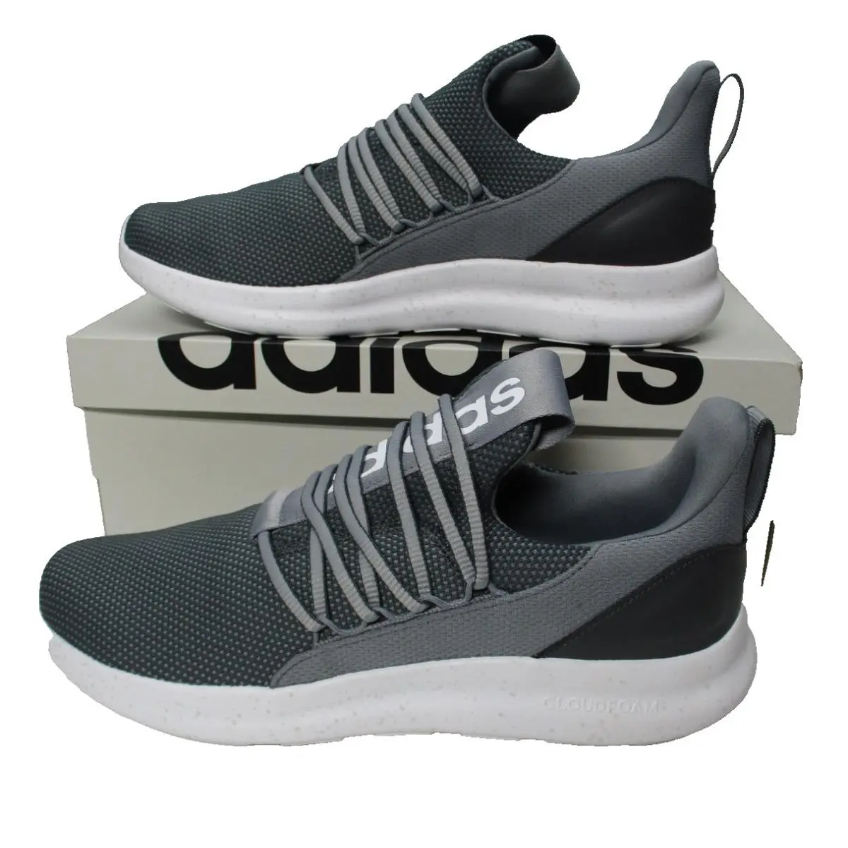 Adidas Lite Racer Adapt 7.0 Slip On Running Shoes Mens Sz 10.5 Gray White