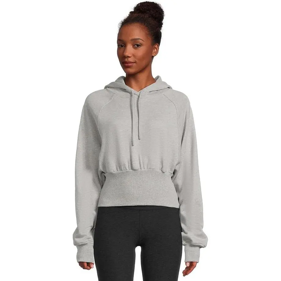 Adidas by Stella Mccartney Cropped Hoddle Sweatshirt Jacket Gray Cotton Size XL