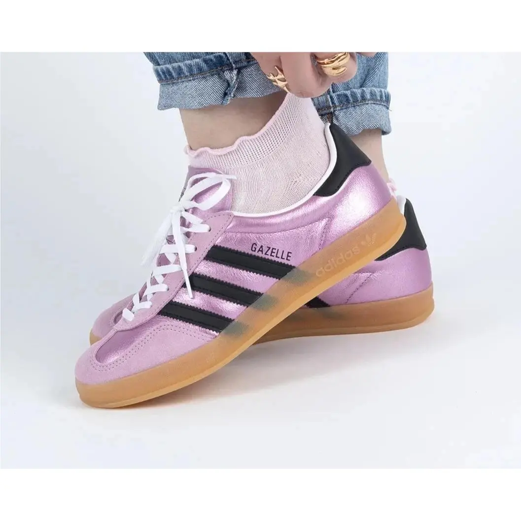 Adidas Gazelle Indoor Women`s Size 5.5 Bliss Lilac Pink Black Shoes JS1406
