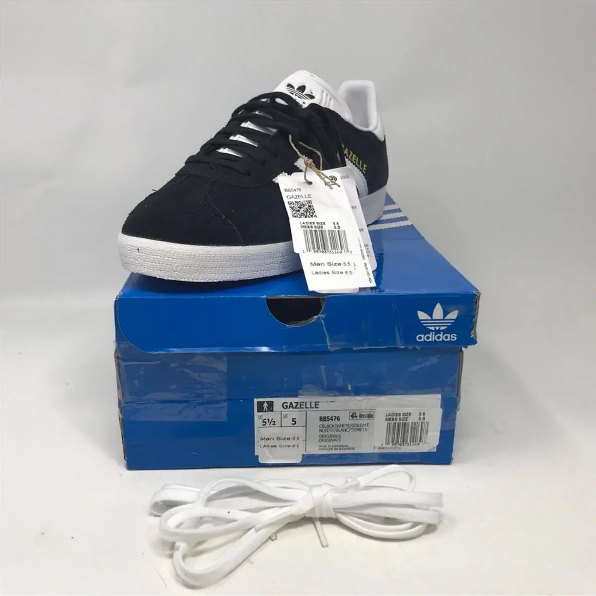 Adidas Gazelle BB5476 Sneaker Men`s Size 5.5 - Black/white/gold