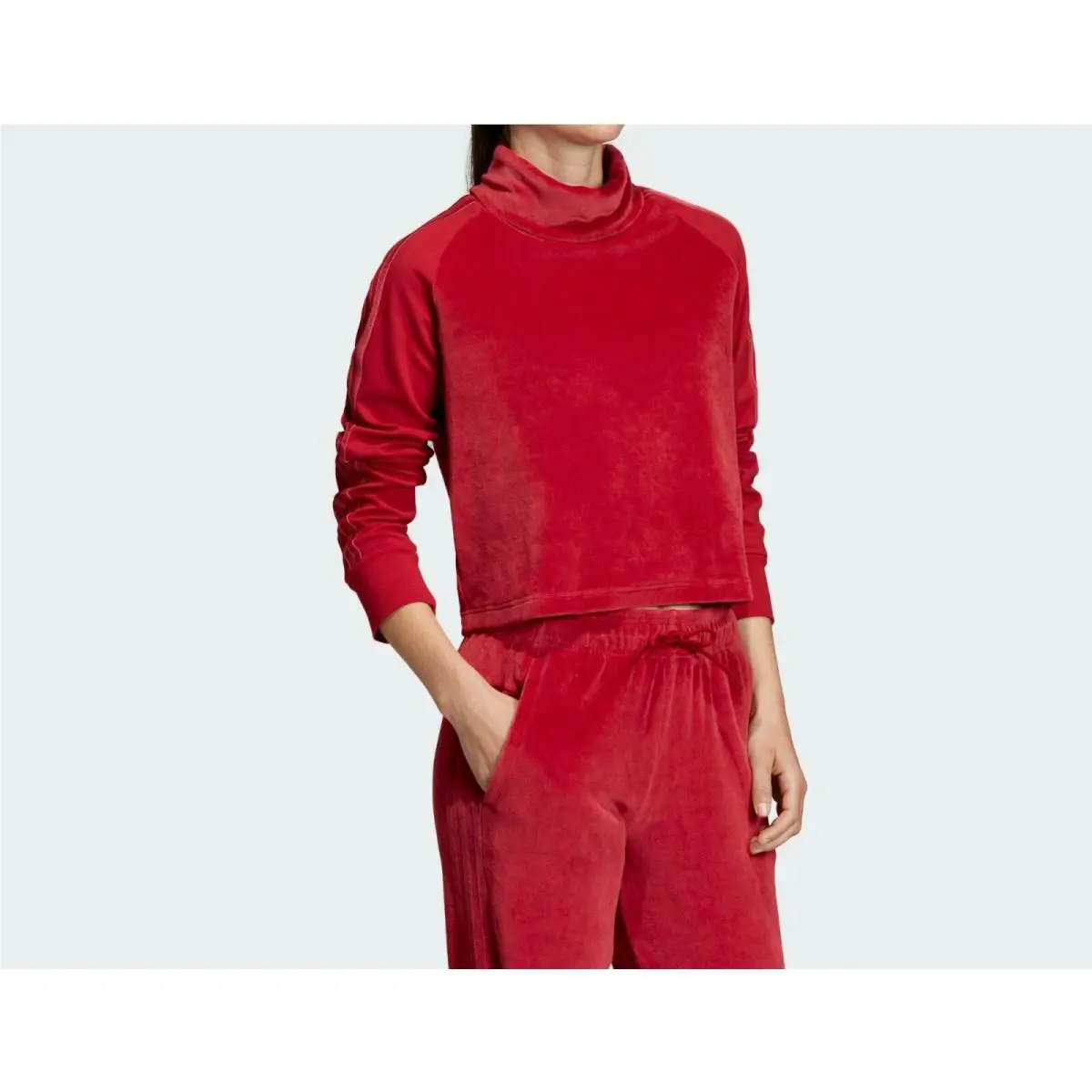 Vintage Adidas Women`s Red Velour Track Suit Sz Medium