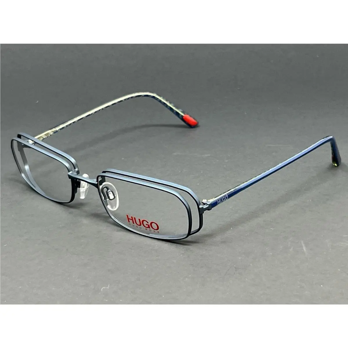 Vintage Hugo Boss Eyeglasses HG15573-BL Blue 52mm Rectangle Metal Frame