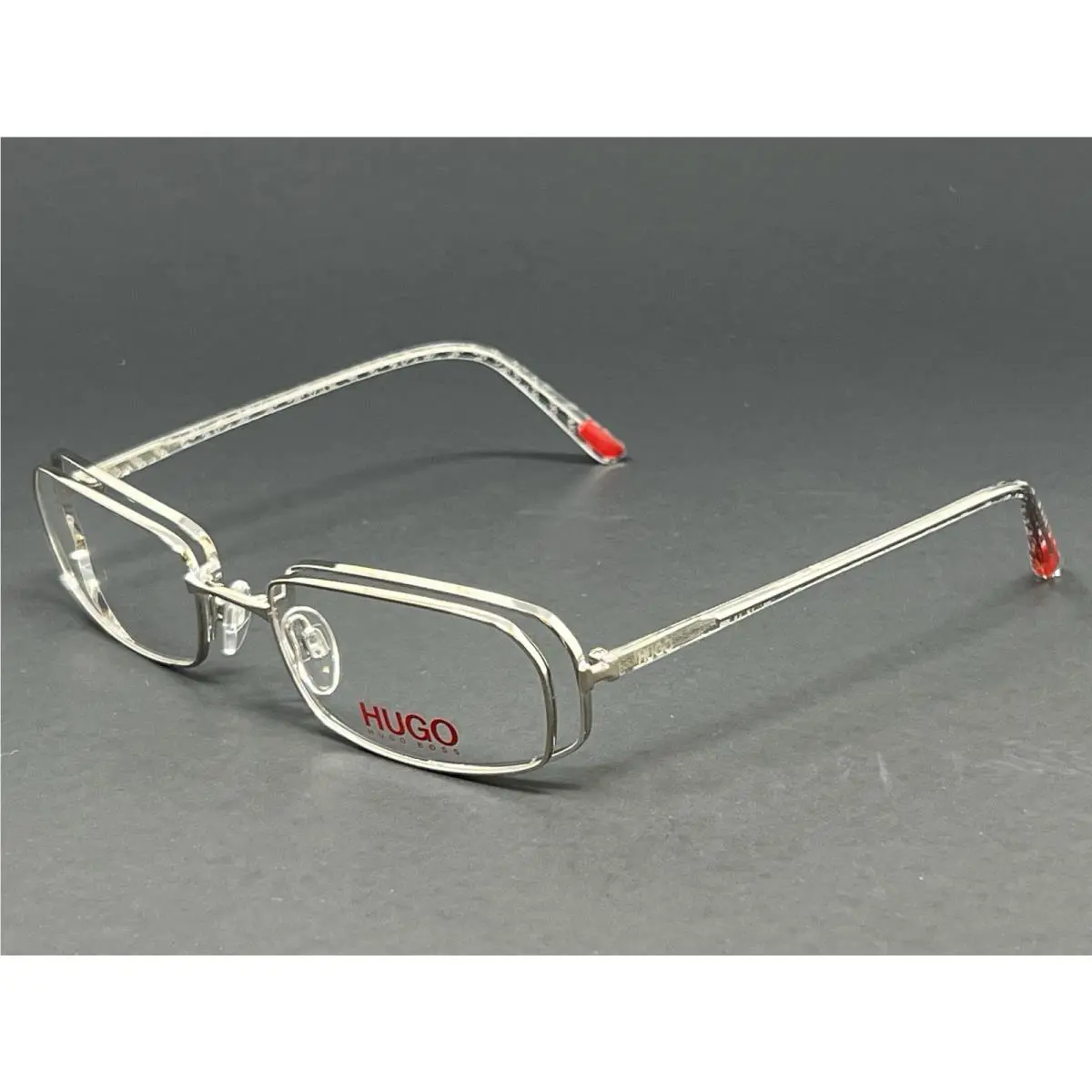 Vintage Hugo Boss Unisex Eyeglasses HG15573-Silver 52mm Rectangular Metal Frame
