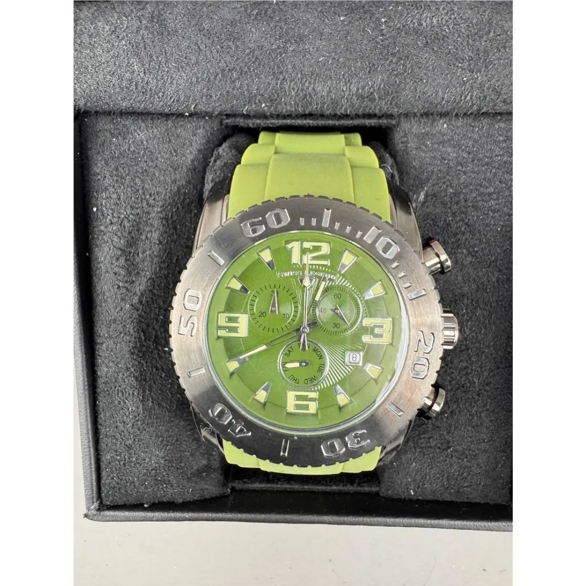 Swiss Legend Commander 113023736 Sapphitek Crystal Green Chronograph Wrist Watch