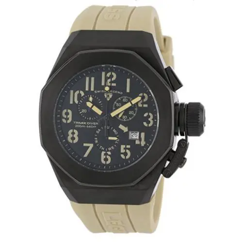 Swiss Legend 10542-BB-01-CMA Trimix Diver Black Chronograph Watch Black - Dial: Olive, Black, Band: Olive Green