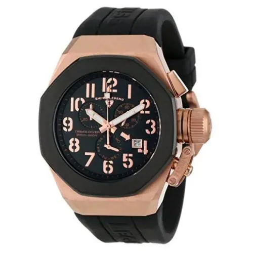 Swiss Legend 10542-RG-01-BB Mens Trimix Diver Black Chronograph Watch - Dial: Black, Band: Black