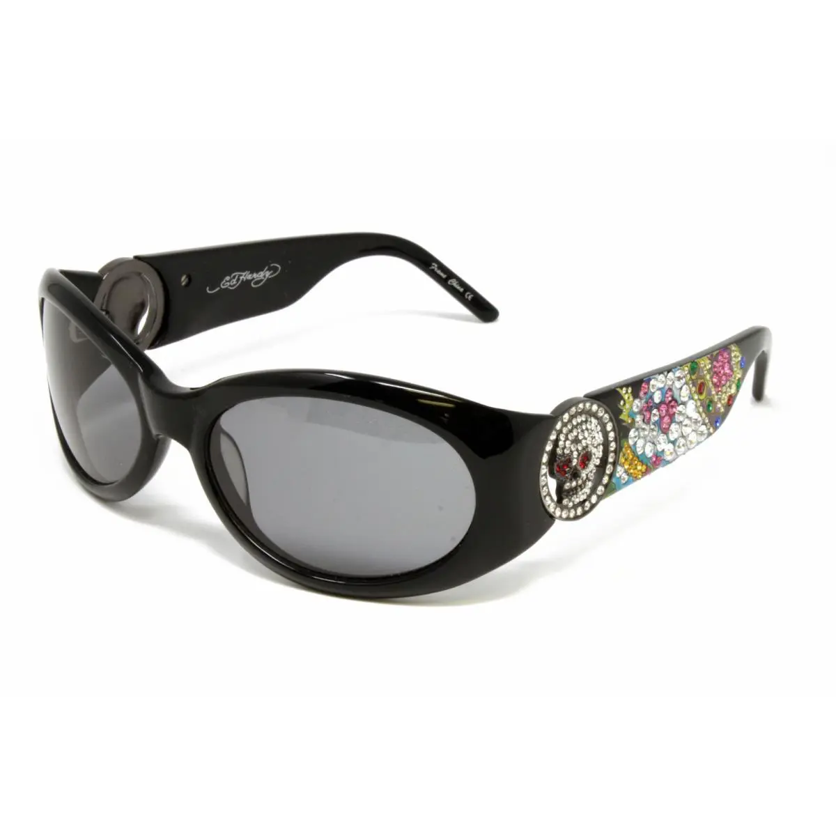 EHS-032 King Y2K Sunglasses Black Stones Oval Vintage by Ed Hardy