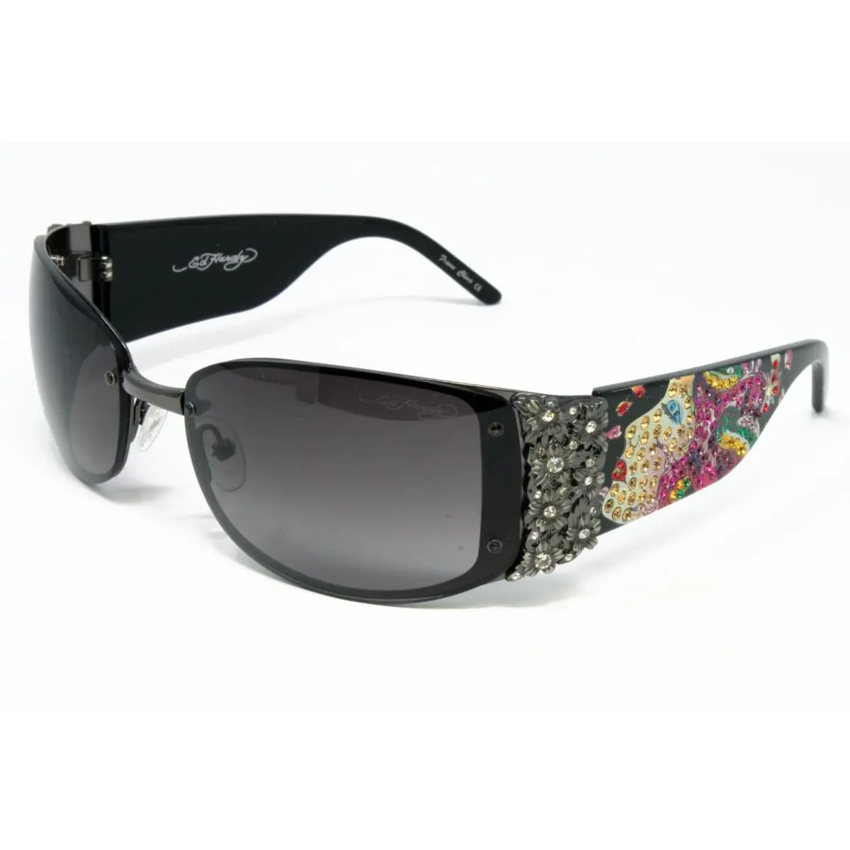 EHS-028 Medusa Y2K Sunglasses Black Stones Metal Vintage by Ed Hardy