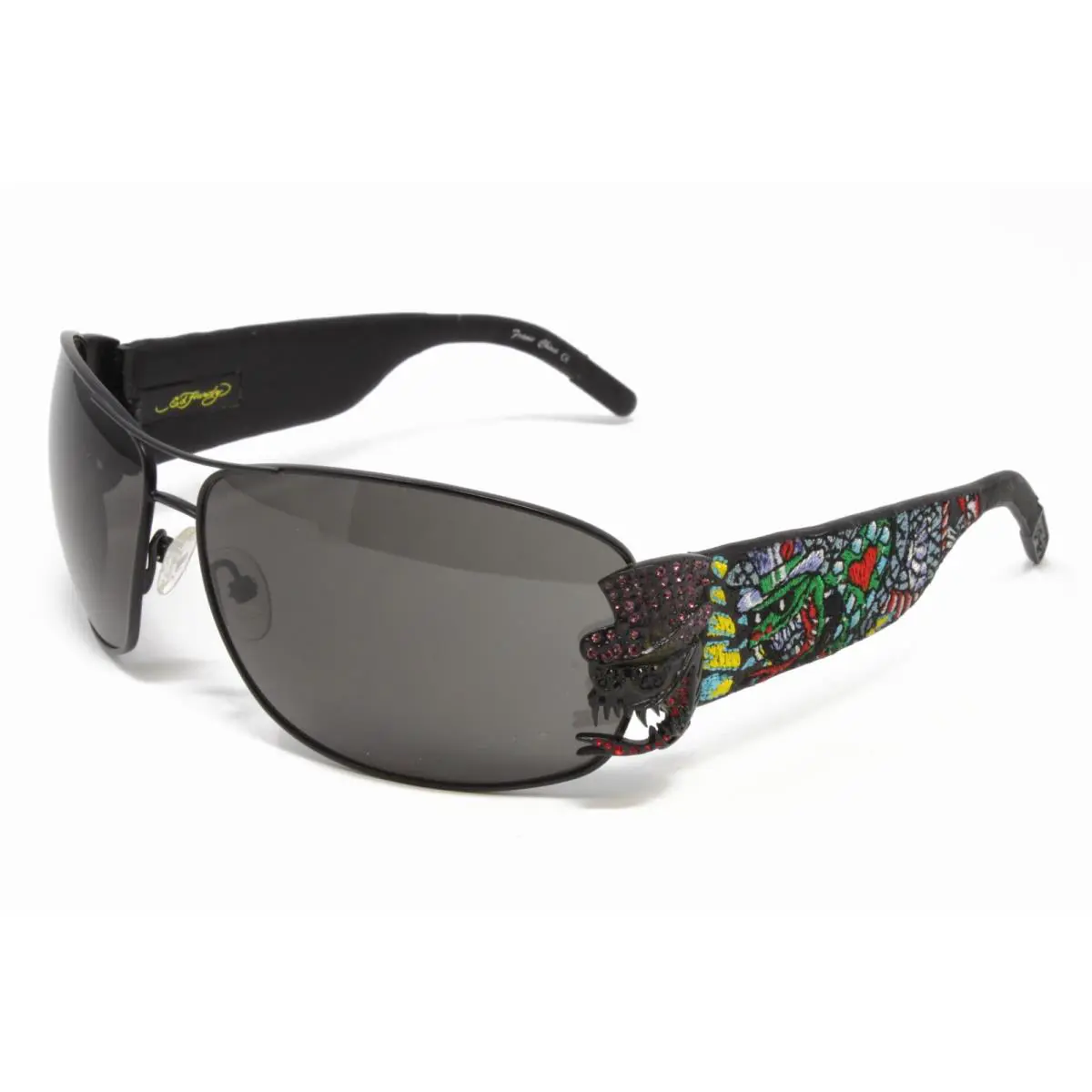 EHS-034 Crunk Rock Y2K Sunglasses Black Stones Metal Vintage by Ed Hardy