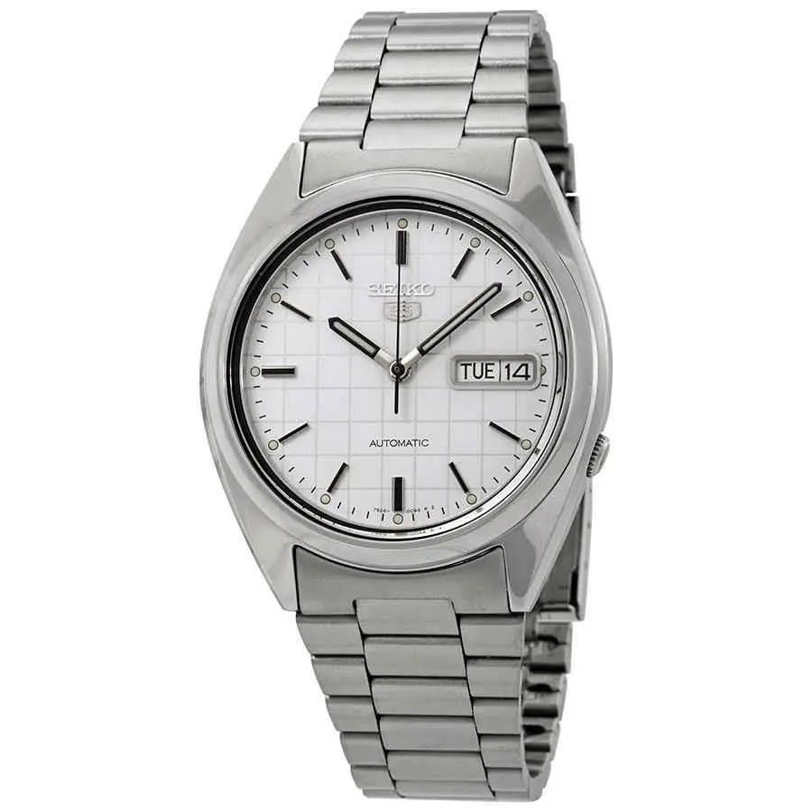 Series 5 Automatic White Grid Dial Men`s Watch SNXF05 by Seiko