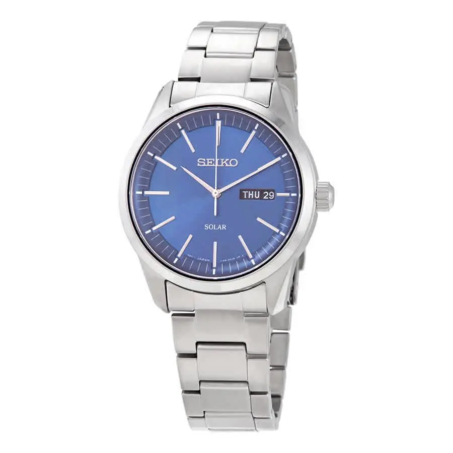 Seiko Solar Blue Dial Stainless Steel Men`s Watch SNE525P1